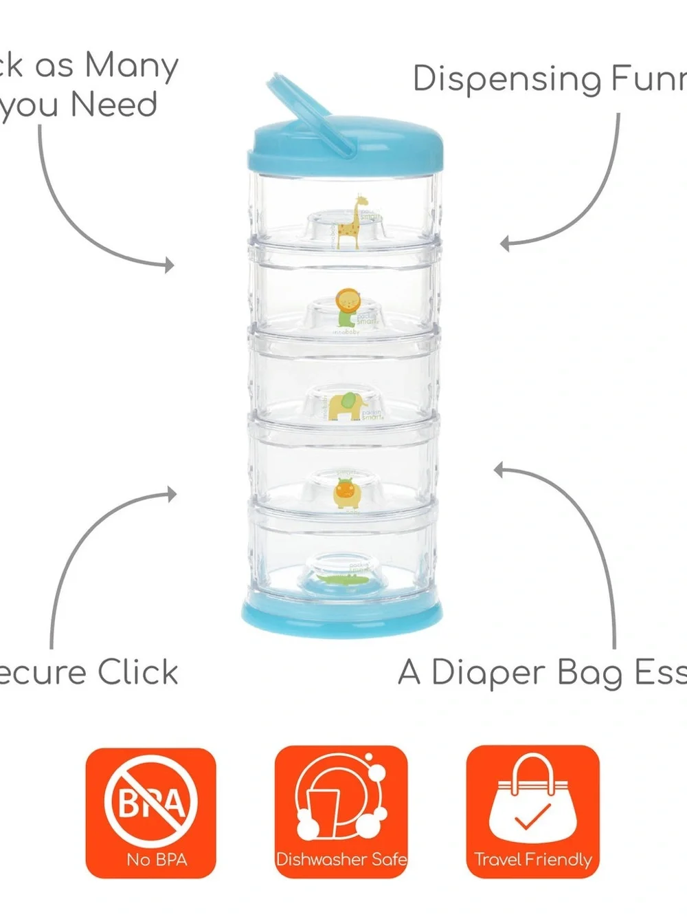 Packin' Smart Stackable Snack & Formula Storage - Blue
